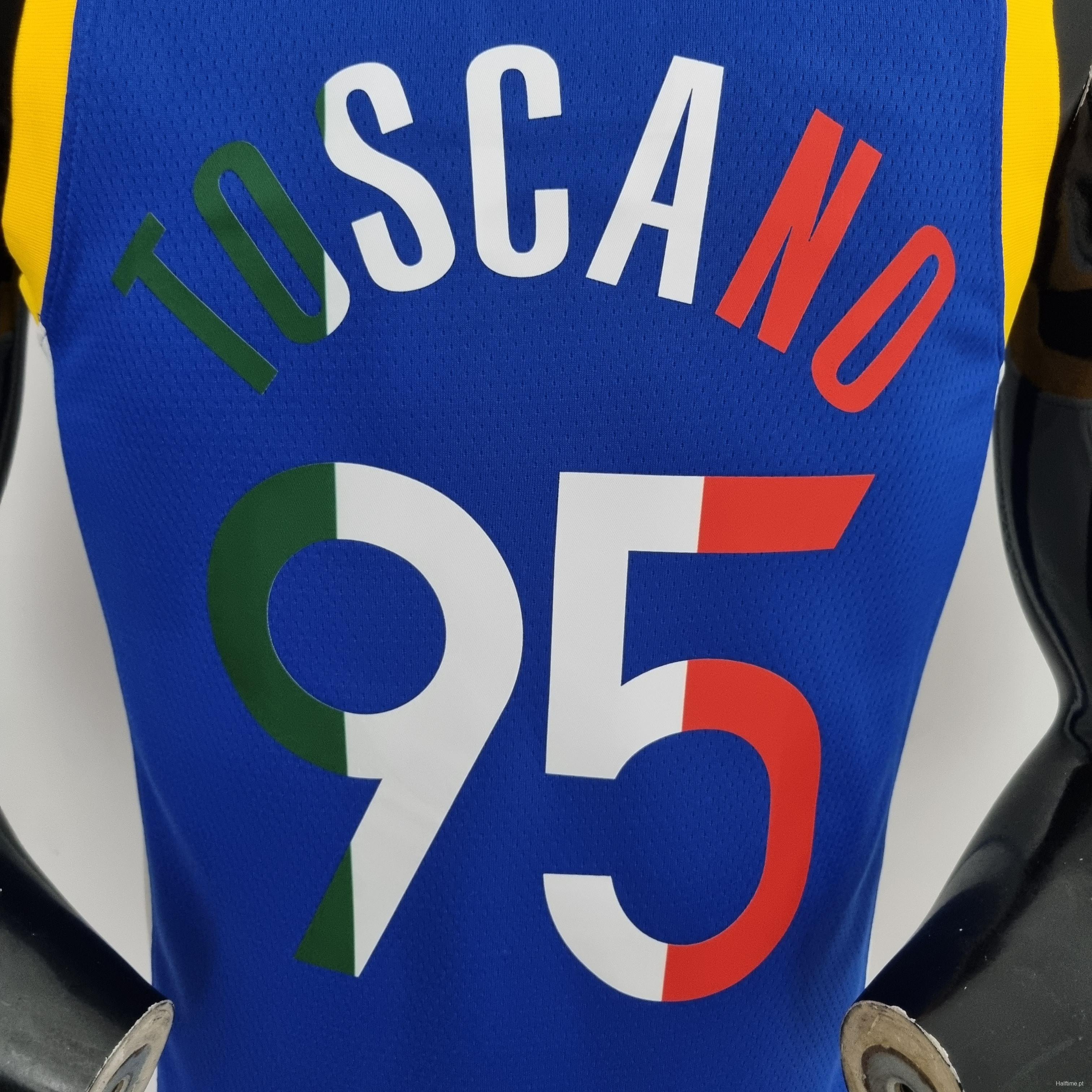 75th Anniversary Toscano#95 Golden State Warriors Mexico Exclusive Blue NBA Jersey