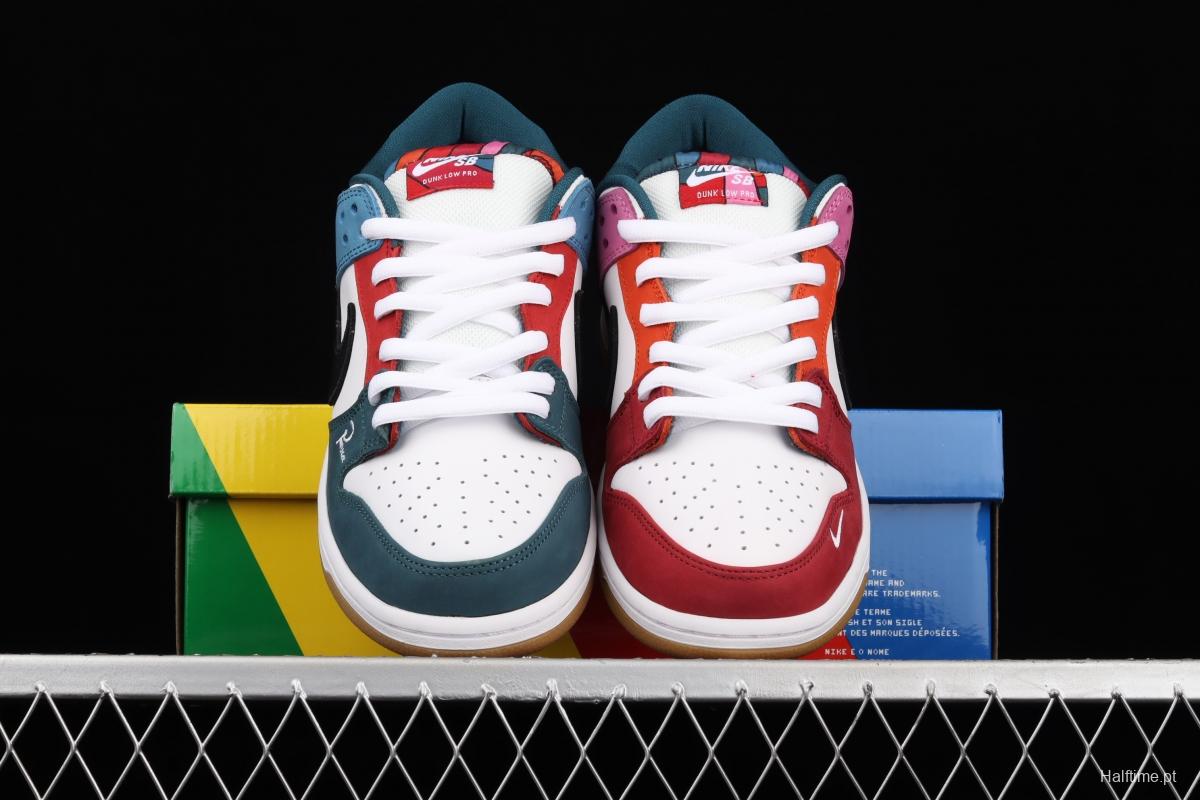 Parra x Nike SB DUNK Low Multi-Color 2021 Slam Dunk Series low-side leisure sports skateboard shoes mandarin duck color difference splicing double small hooks DH7695-2021