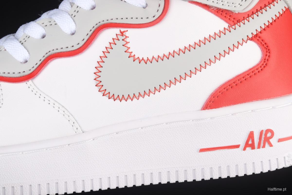 NIKE Air Force 1 Mid Athletic Club white and red medium top casual board shoes DH7451-100