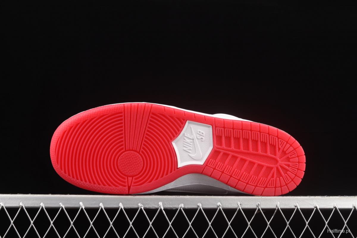 NIKE DUNK SB Zoom High Pro Qs white and red scraping, white coconut SB crushing rebounds, high upper shoes AH9613-116