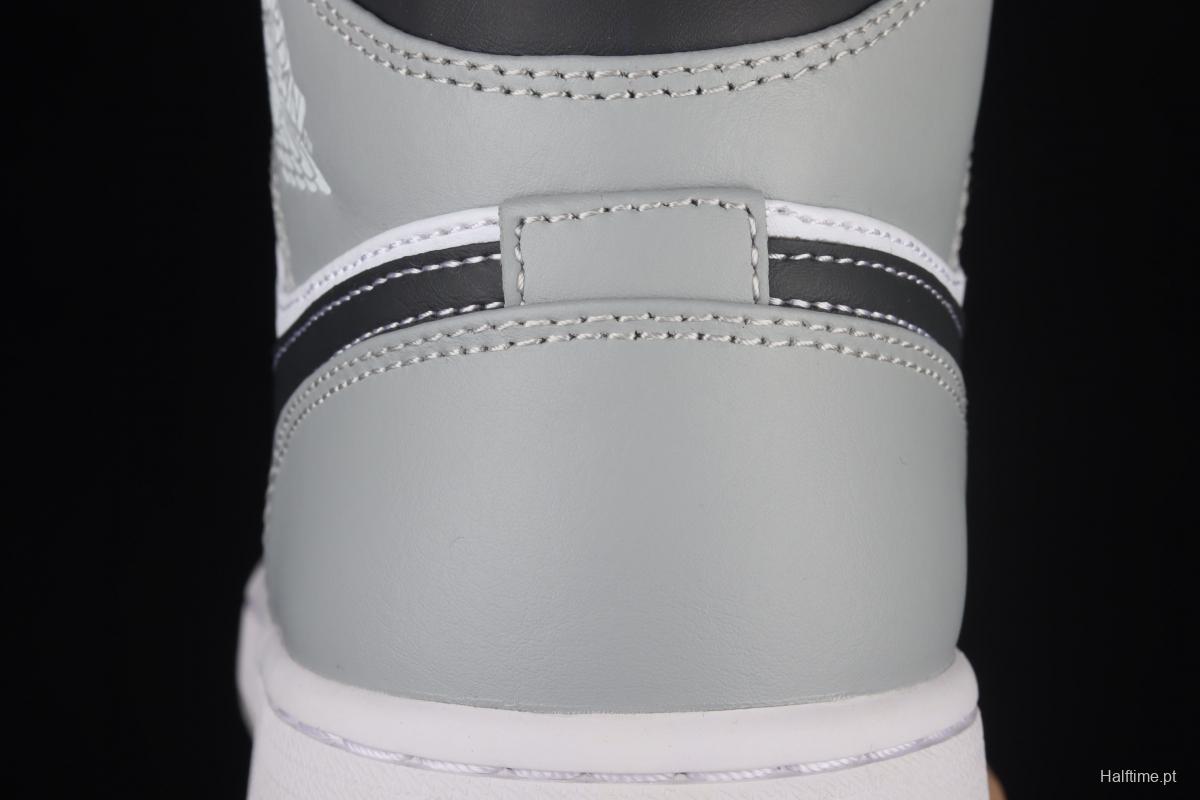 Air Jordan 1 Mid gray-white and black Dior Zhongbang casual board shoes 554724-078