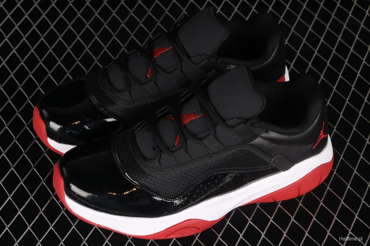 Air Jordan 11 CMFT Low 1 lacquered leather black and red low side anti-skid shock absorber basketball shoes DM0844-005