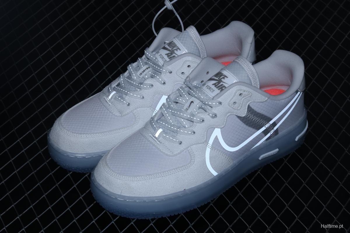 NIKE Air Force 1 React QS Light Bone Analysis of Ice Blue low Upper Board shoes CQ8879-100