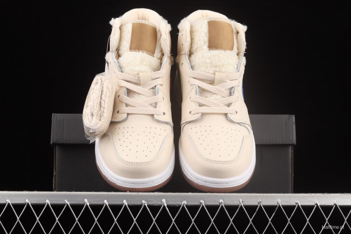 Air Jordan 1 Mid Pearl Milk Tea Zhongbang Basketball shoes DO2207-264