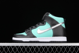 NIKE SB x Diamond DUNK Hi Tiffany joint name ice blue high top casual skateboard shoes 653599-400