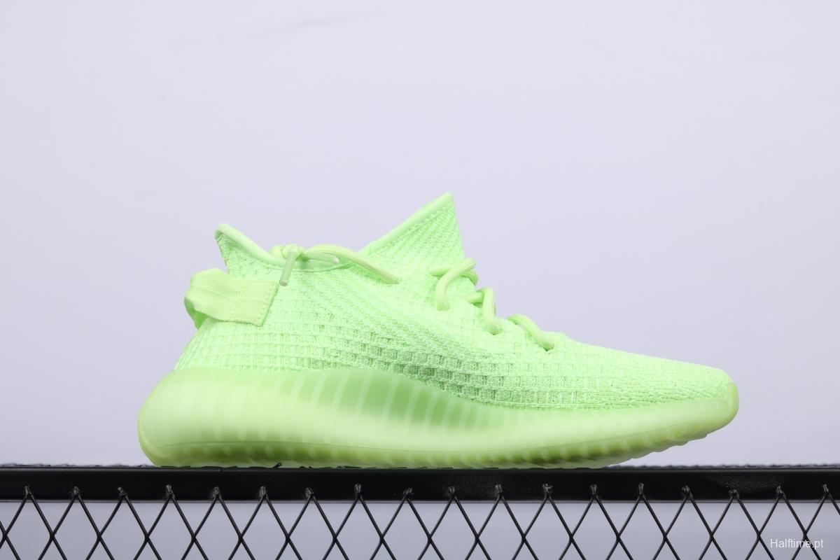 Adidas Yeezy 350 Boost V2 EG5293 Darth Coconut 350 second generation fluorescent green hollowed-out silk color matching