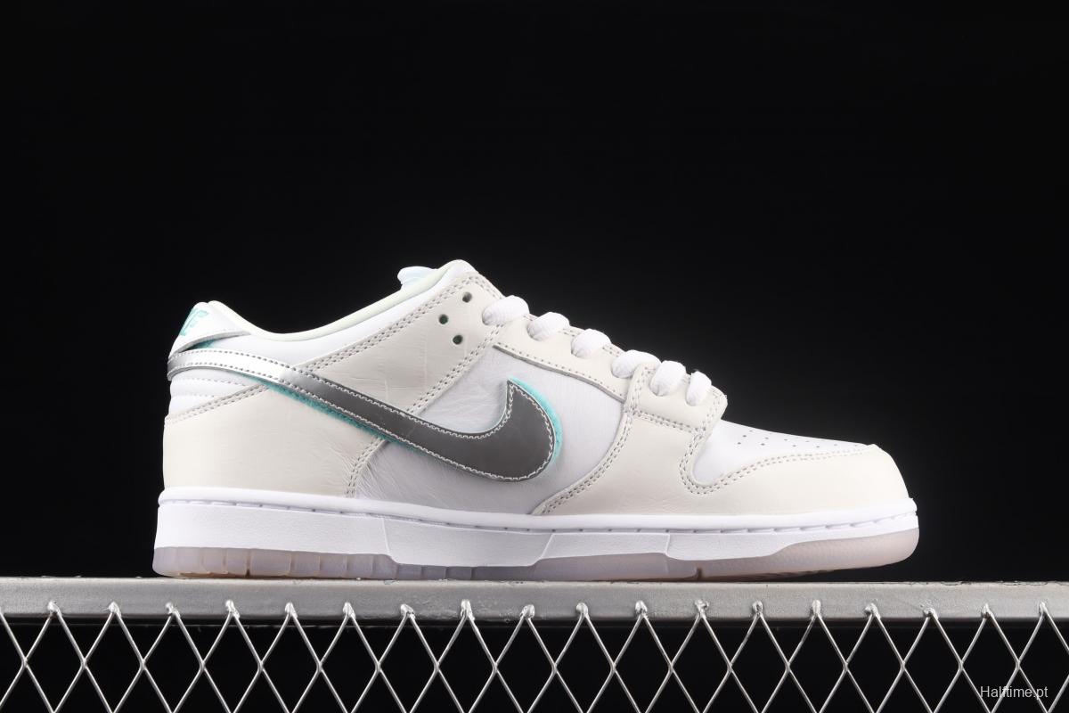 Diamond Supply Co x NIKE SB DUNK Low joint style white diamond SB rebound fashion casual board shoes BV1310-100