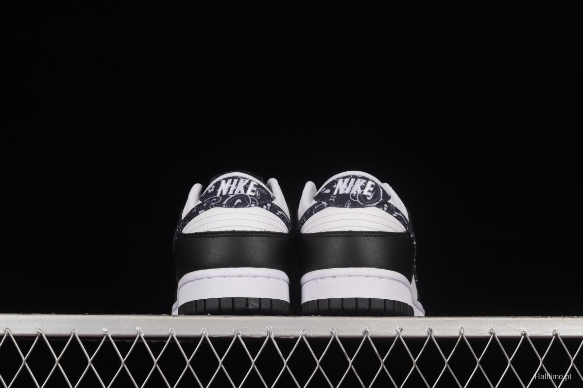 NIKE SB DUNK Low Black Paisley Black and White Panda Cashew Flower SB Buckle Shredded Backboard Fashion Casual Sneakers DH4401-100