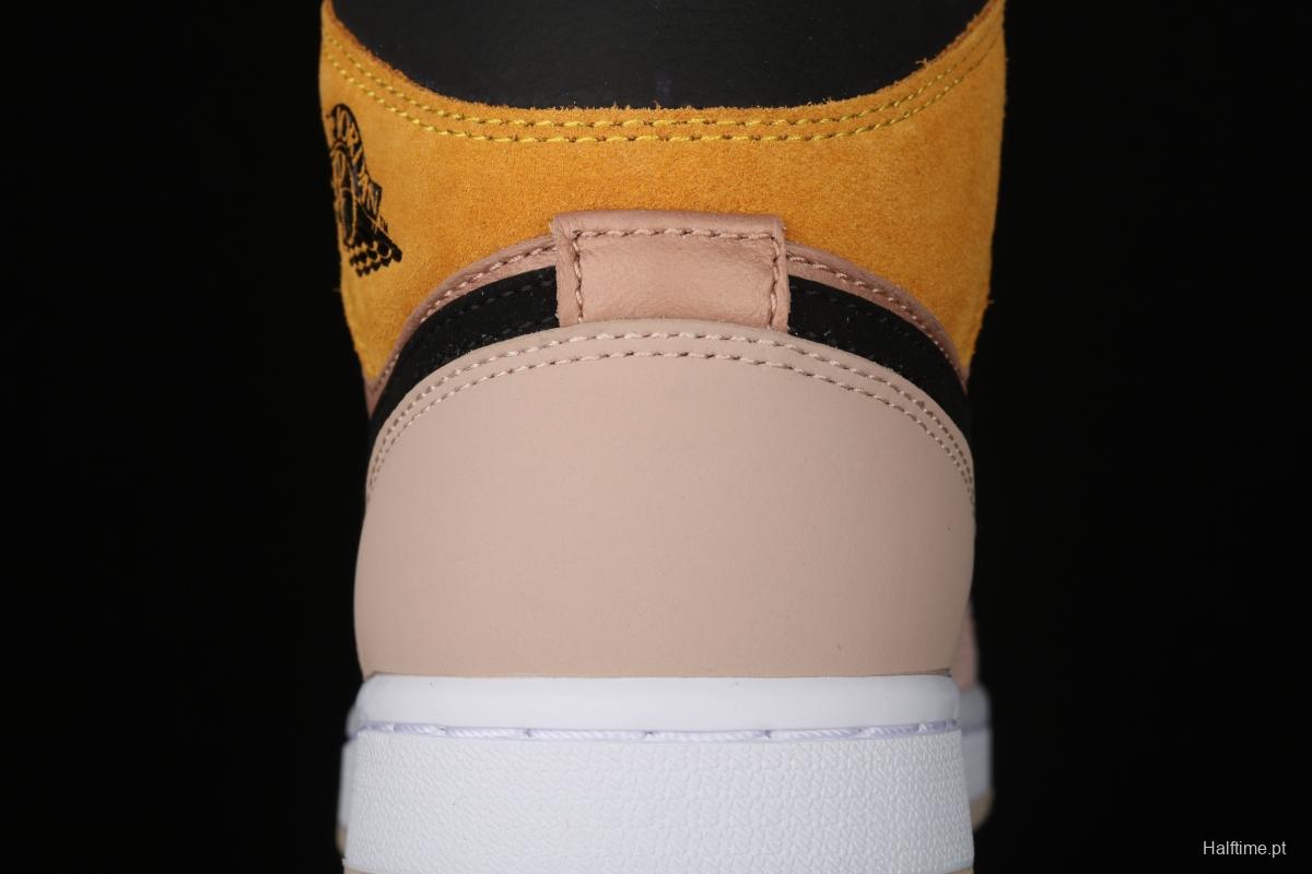 Air Jordan 1 Mid milk tea orange Zhongbang basketball shoes DD2224-200