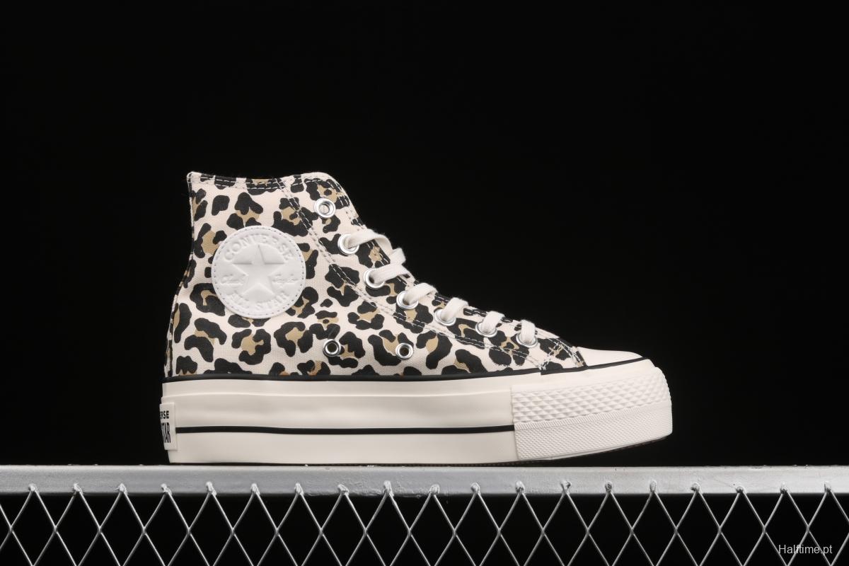 Converse All Star Lift classic leopard print thick-soled high-upper canvas shoes 570915C