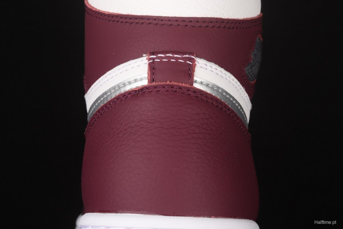 Air Jordan 1 Retro High OG Bordeaux Bordeaux burgundy high top basketball shoes 555088-611