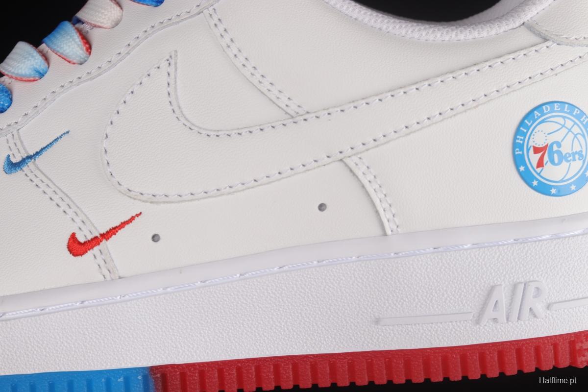 NIKE Air Force 1'07 Low Philadelphia 76ers white, blue and red low-top casual sneakers AI5958-300