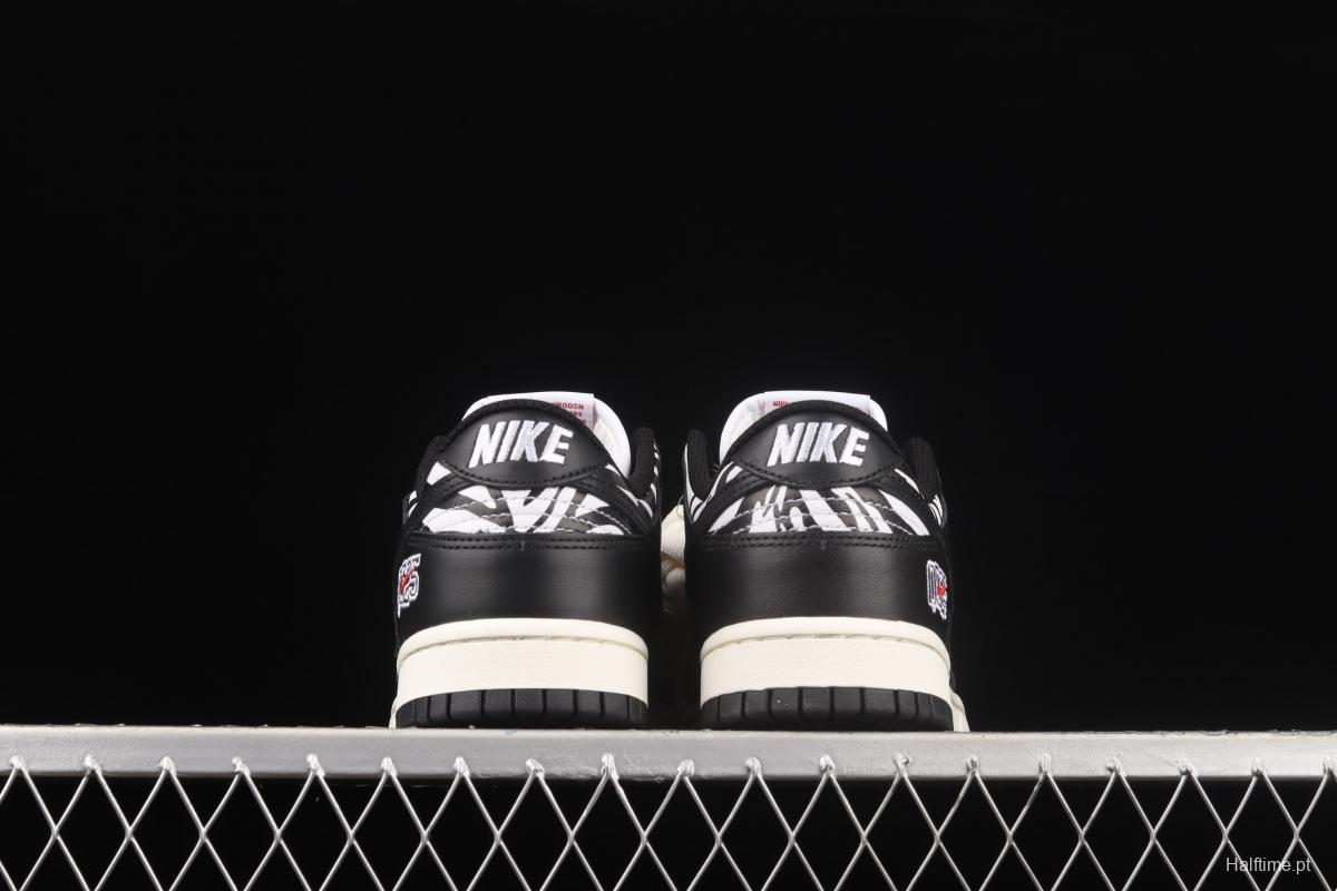 Quartersnacks x NIKE SB DUNK Zebra black and white zebra stripes joint style low-side sports and leisure board shoes DM3510-001