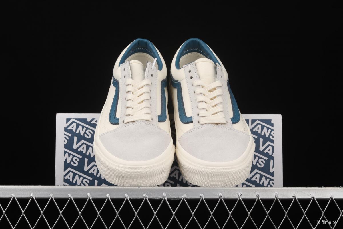 Vans Old Skool Lx white suede inner blue leather spliced canvas retro casual shoes VN0A38G1QKK