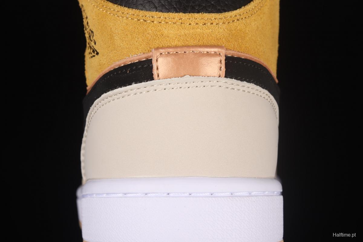 Air Jordan 1 Mid SE Particle Beige rock tea bronze Zhongbang basketball shoes DD2224-200