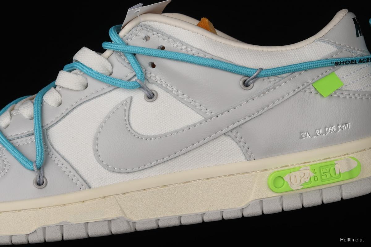 OFF-White x NIKE DUNK Low 04 of 50 OW white gray leisure sports skateboard shoes DM1602-115