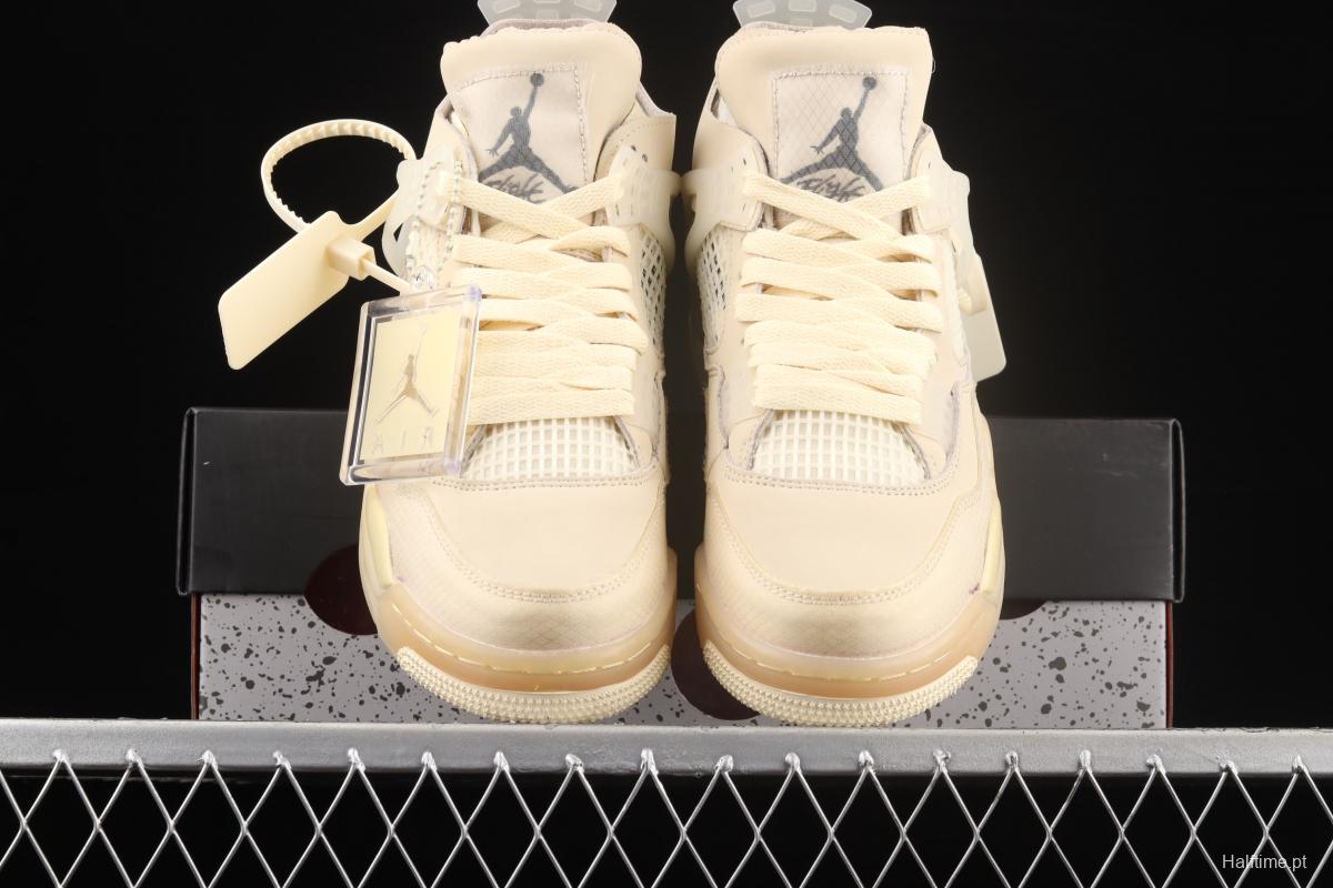 OFF-White x Air Jordan 4 Retro Cream/Sail help retro leisure sports culture basketball shoes CV9388-100