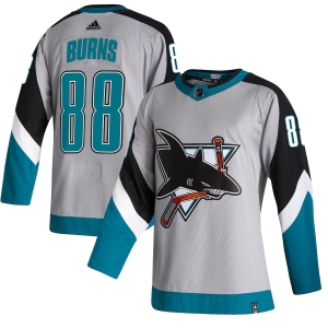 Men's Brent Burns Gray 2020-21 Reverse Retro Player Team Jersey