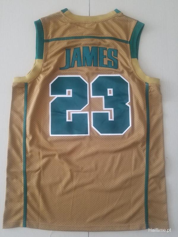 LeBron James 23 Irish High School Yellow Basketball Jersey