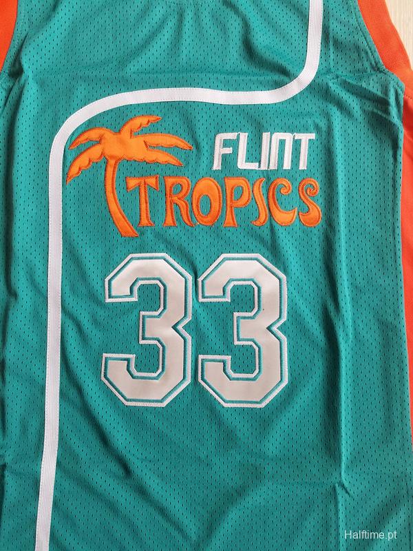 Flint Tropics 33 Jackie Moon Teal Basketball Jersey Semi Pro Team New