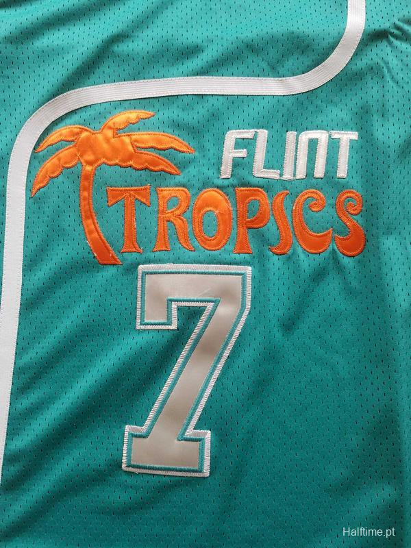 Flint Tropics 7 Coffee Black Basketball Jersey Semi Pro Team New