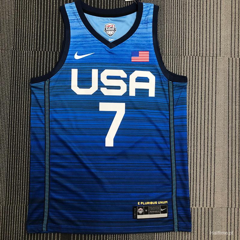 Thai Version Men s Kevin Durant Navy USA Basketball Player Jersey Halftime