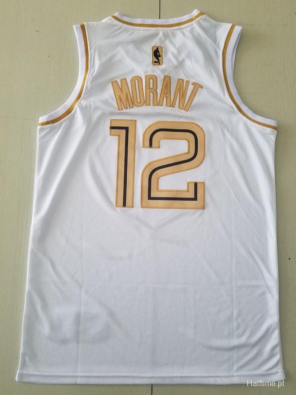 Ja Morant 12 White Golden Edition Jersey