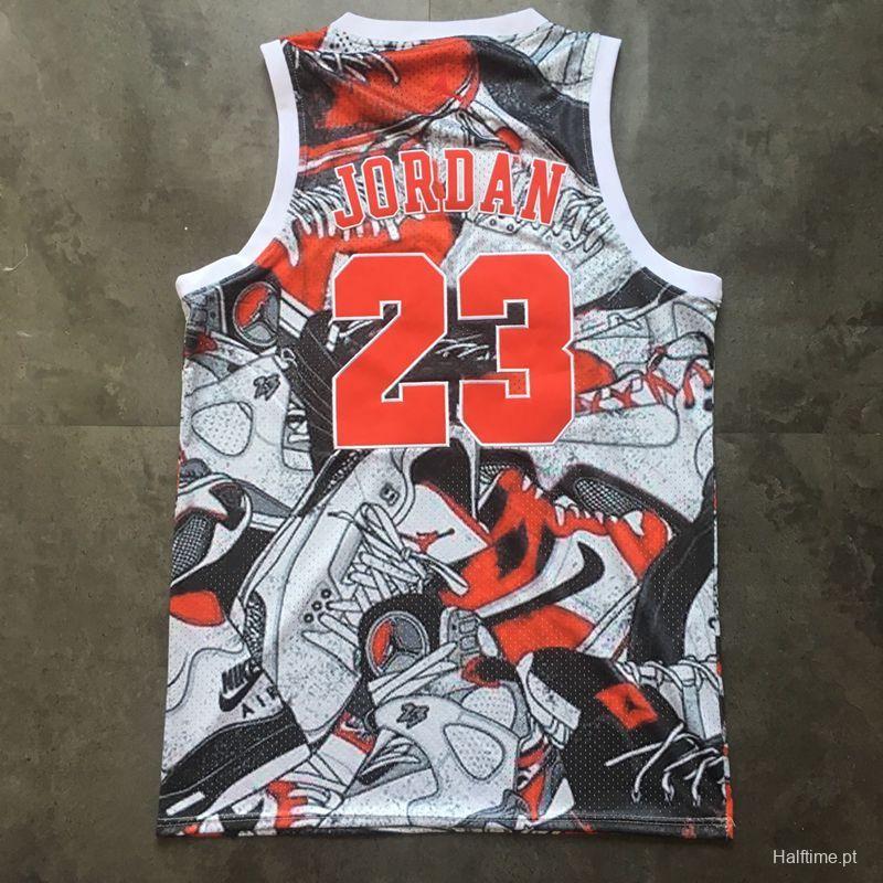 Men's Michael Jordan Gray And Red Retro Classic Team Jersey