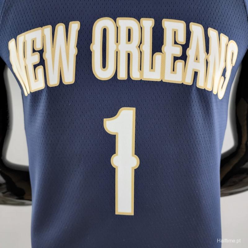 75th Anniversary New Orleans Pelicans Williams #1 Navy Blue NBA Jersey