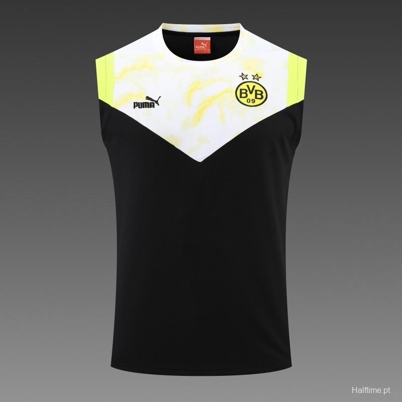 2022 Borussia Dortmund Vest Training Jersey Kit Black And White