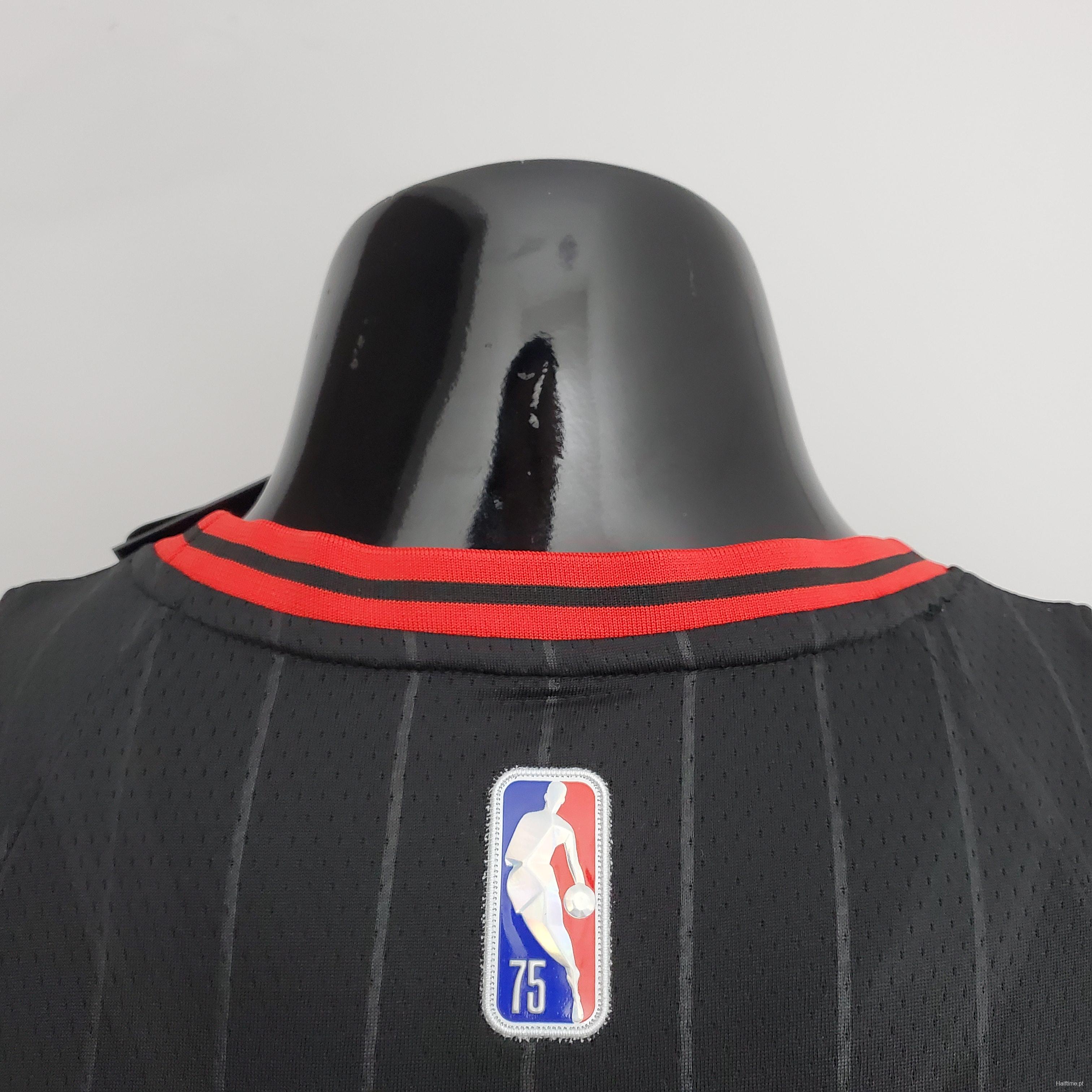 75th Anniversary Rodman#91 Bulls Flyers Black NBA Jersey