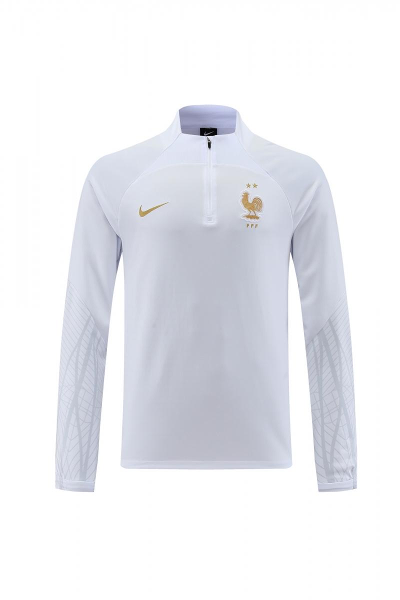 2022 France White Half Zipper Tracksuit