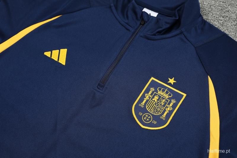 2022 Spain Navy Half Zipper Tracksuit