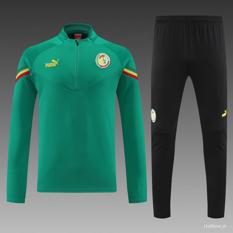 2022 Senegal Green Half Zipper Tracksuit