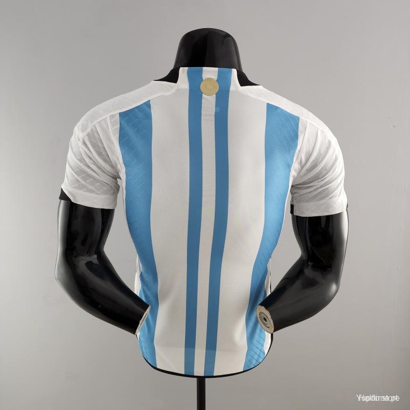 Player Version 3 Stars 2022 Argentina Home Jersey With World Cup Champion Patches