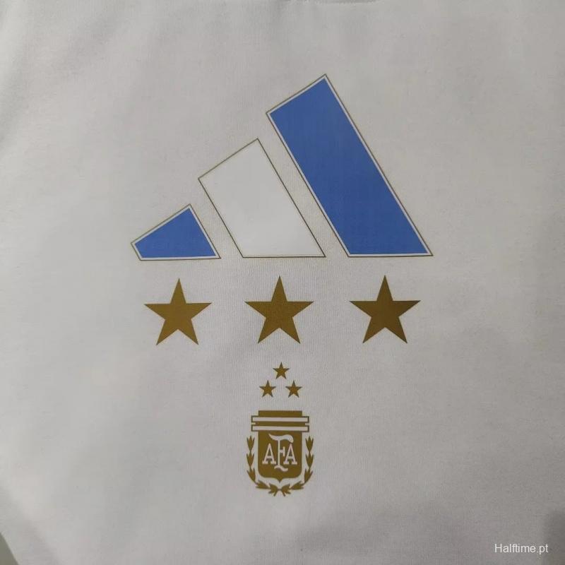 3 Stars Argentina Messi White Hoodie