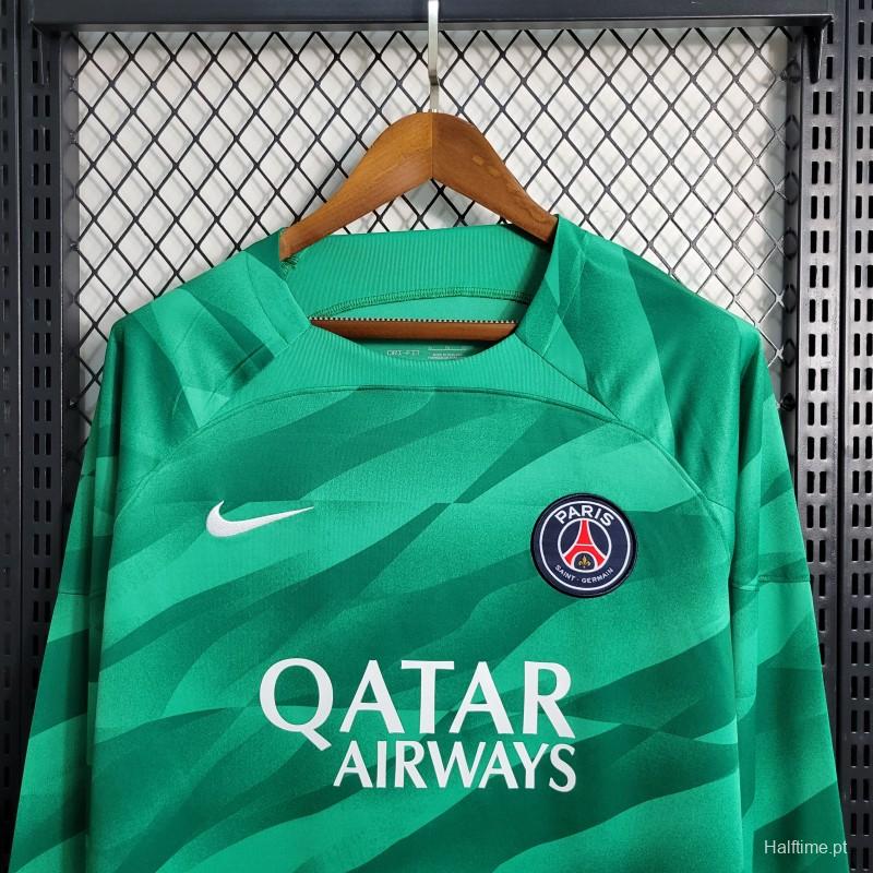 23-24 Long Sleeve PSG Green Goalkeeper Jersey