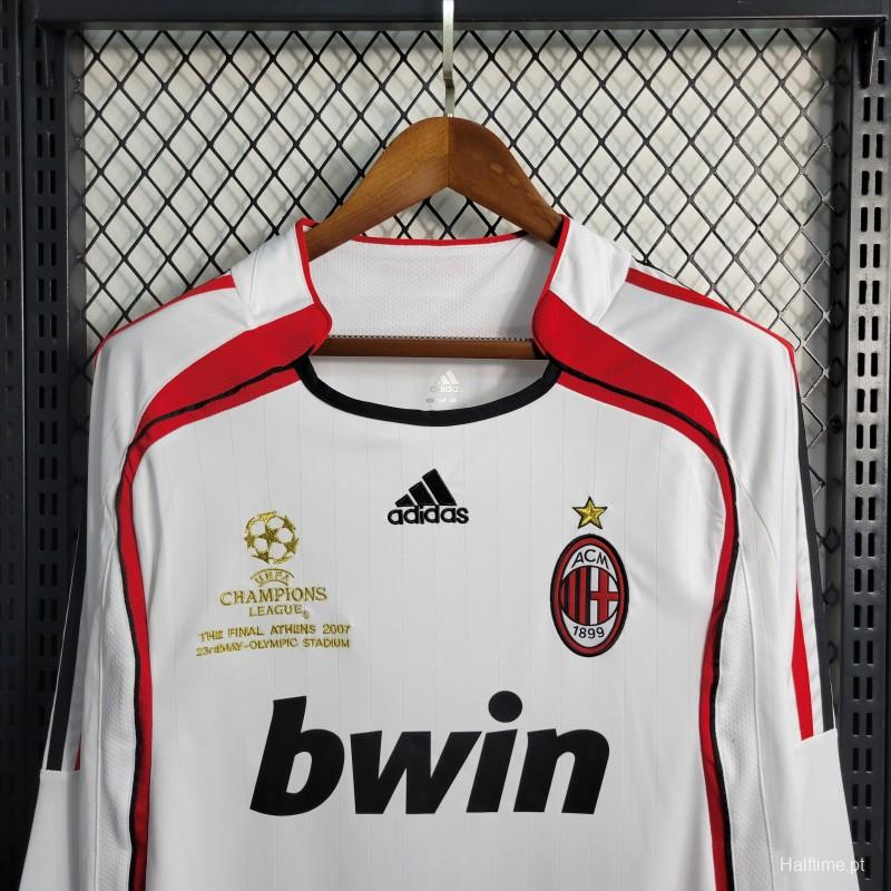 Retro Long Sleeve 2006-07 AC Milan Away White Jersey