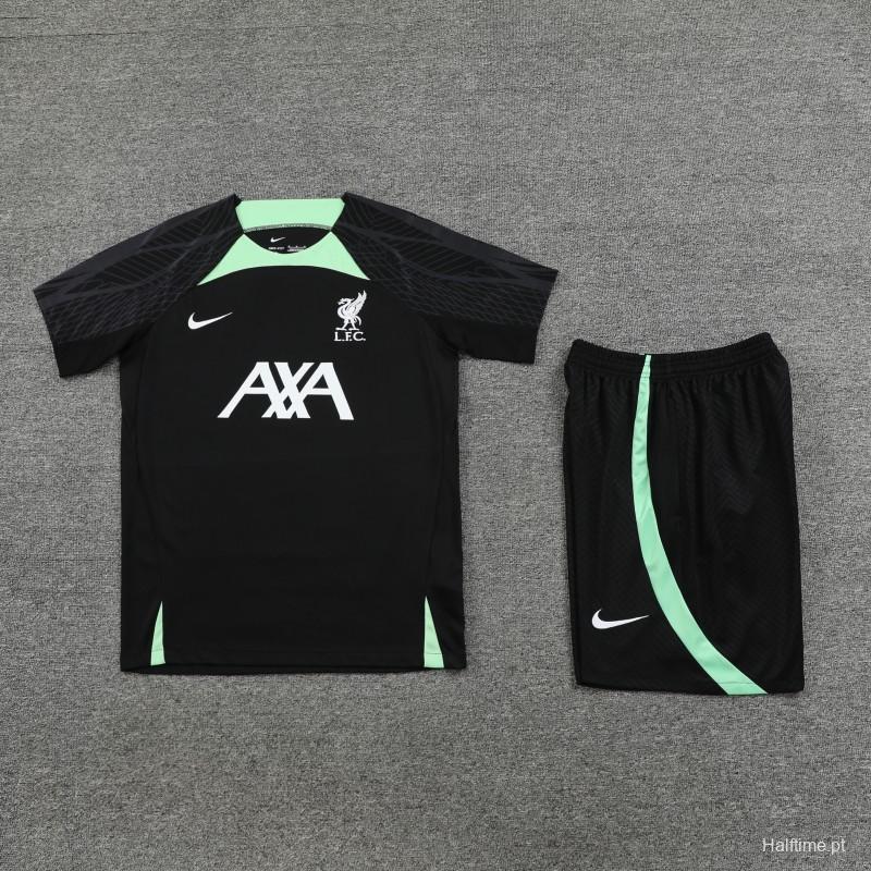 23-24 Liverpool Black Green Short Sleeve+Shorts