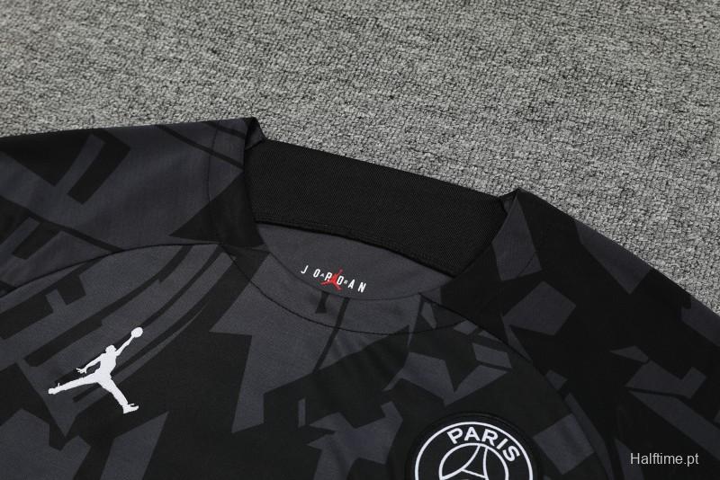 23-24 PSG Black Pattern Short Sleeve+Shorts