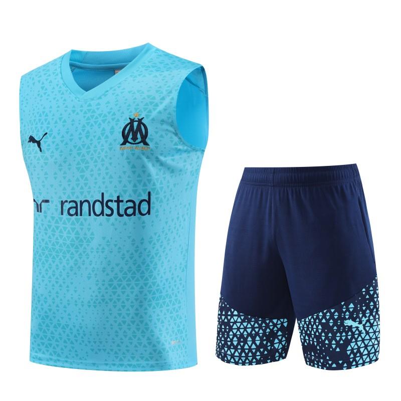 23-24 Olympique Marseille SKY Blue Vest Jersey+Shorts