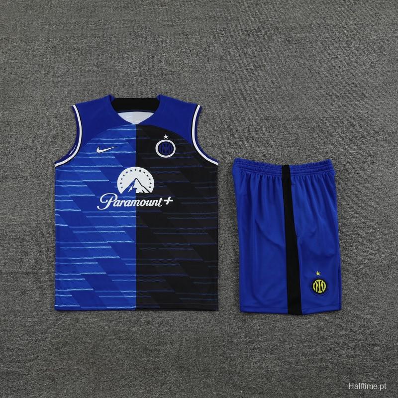 23/24 Inter Milan Blue Vest Jeresy+Shorts