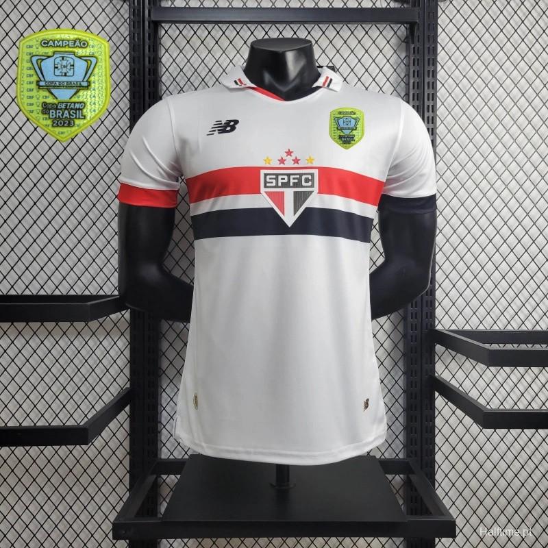 Player Version 2024/25 Sao Paulo Home Jersey + All Sponsors and Chest Patch