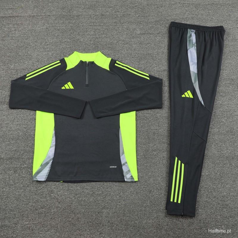 2024 Adidas Deep Grey Half Zipper Jacket +Long Pants