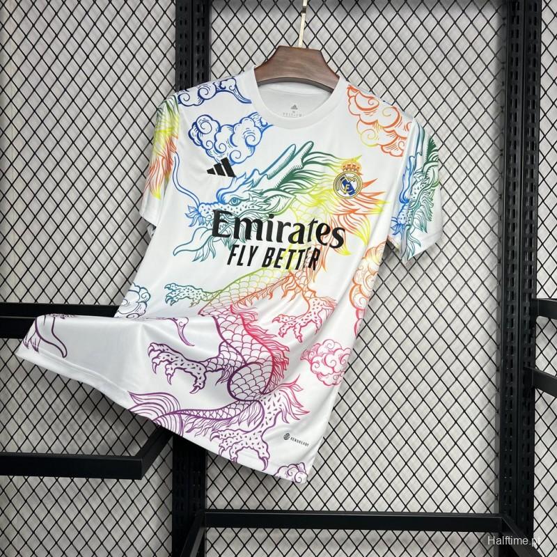 24/25 Real Madrid White Multi-Color Dragon Special Jersey