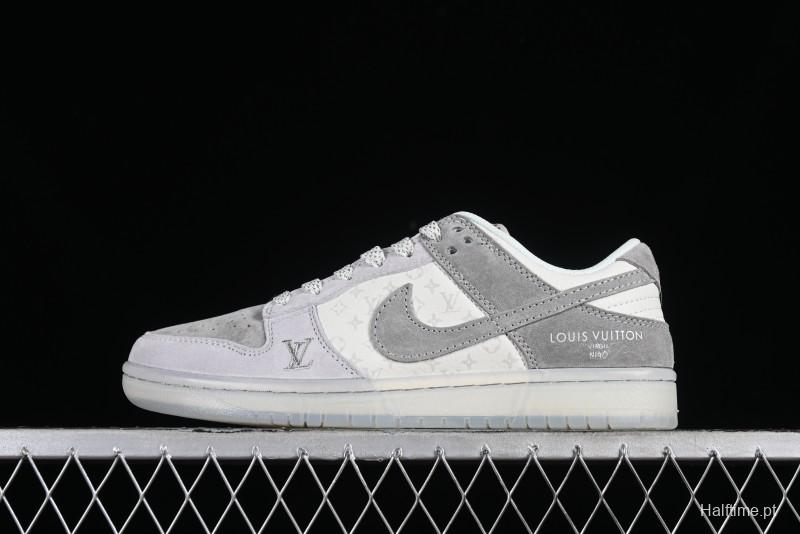 Nike SB Dunk Low LV Collaboration - Beige Grey Crystal Sole Night Light Anniversary High-End Custom Low-Top Casual Sneakers - CR8033-503
