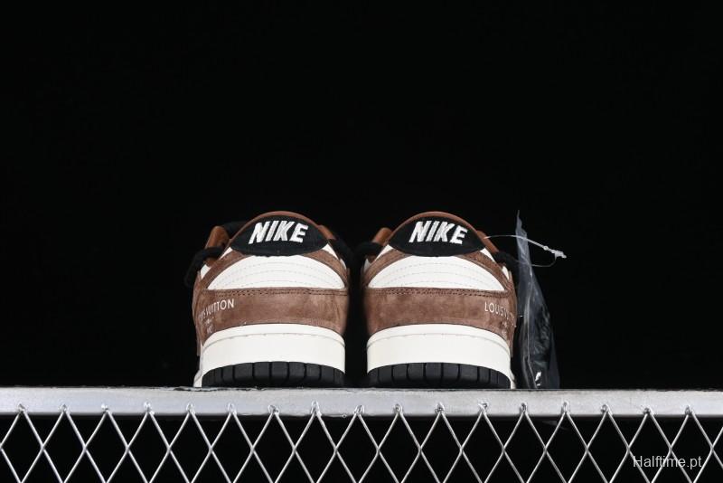 Nike SB Dunk Low LV Collaboration - Black Brown Fade Anniversary Custom Low-Top Casual Sneakers - SJ2068-233