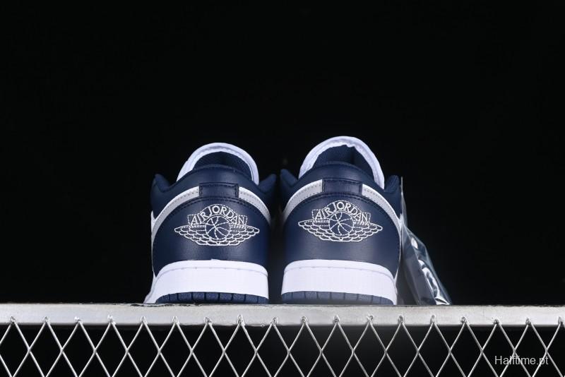 Nike Air Jordan 1 Low AJ1 White Blue Grey Low Top Lifestyle Basketball Shoes - 553558-141