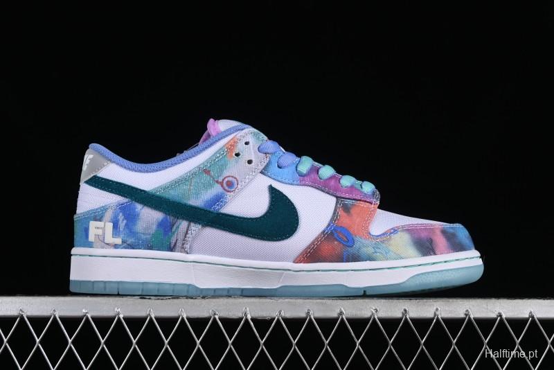 Nike Futura x Dunk Low Pro SB Casual Skate Shoes with Tie-Dye Pattern - HF6061-400
