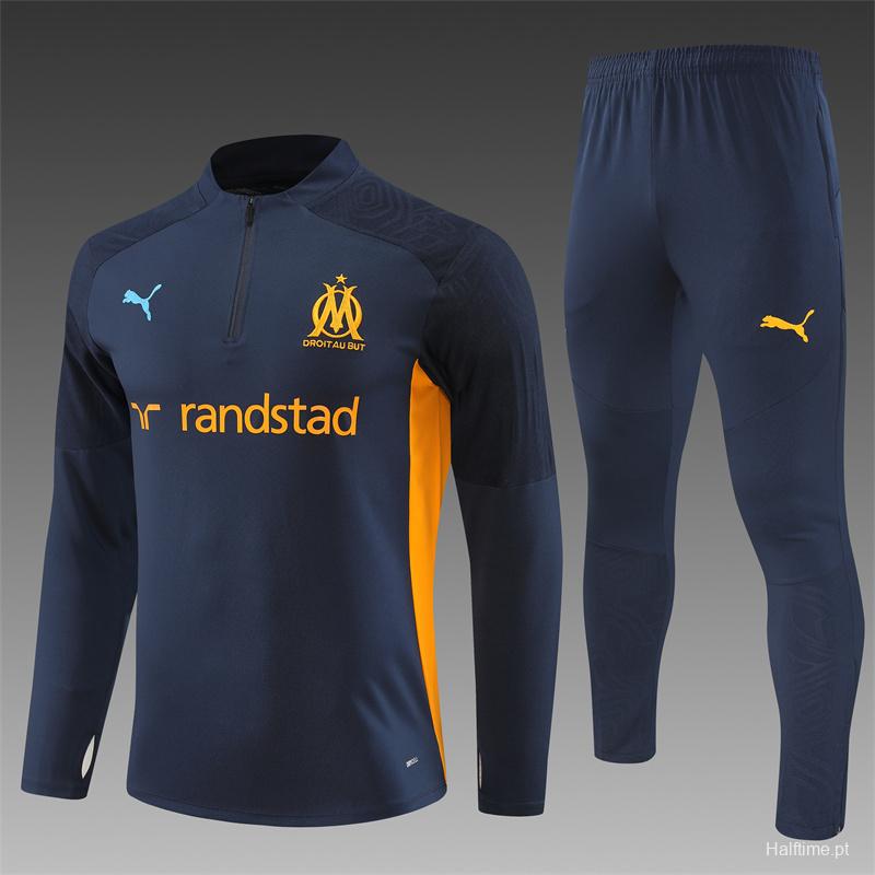 24/25 Olympique Marseille Navy Orange Zipper Jacket+Long Pants